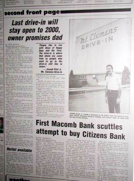 Mt Clemens Drive-In Theatre - News Article Courtesy Joe Ellul Jr
